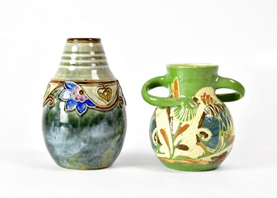 Lot 274 - ROYAL DOULTON; a small stoneware vase with Art...