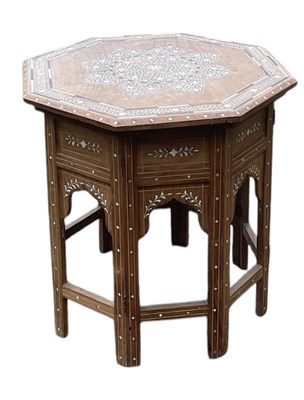 Lot 96 - An Eastern bone and ebony inlaid octagonal...