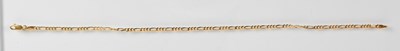 Lot 1349 - A 9ct yellow gold flat link bracelet, length...