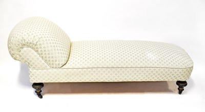 Lot 47 - A Victorian chaise longue upholstered in pale...