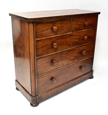 Lot 36 - A Victorian mahogany chest of two-over-three...