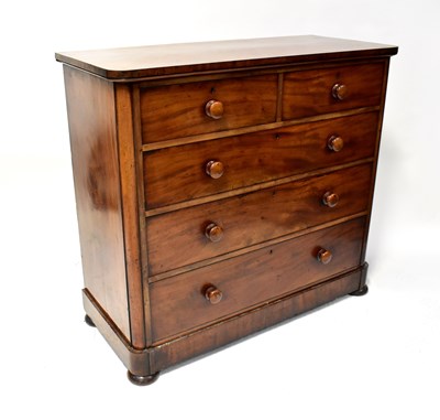 Lot 36 - A Victorian mahogany chest of two-over-three...