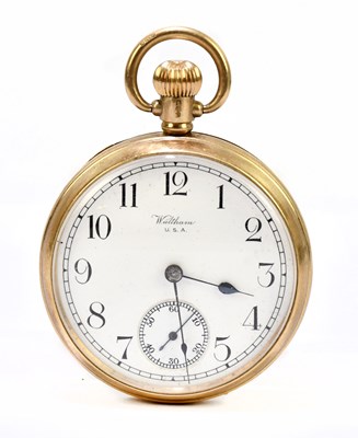 Lot 1756 - A 9ct yellow gold open face crown wind pocket...
