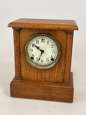 Lot 535 - American oak mantel clock, made by the...