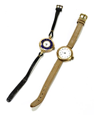 Lot 1731 - Two vintage 9ct yellow gold wristwatches, one...