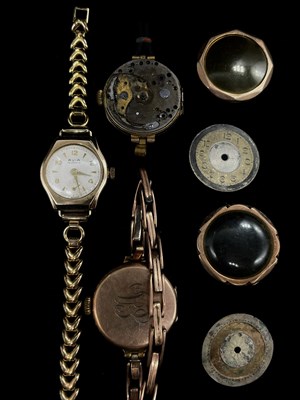 Lot 1350 - Three vintage 9ct gold cased lady's...