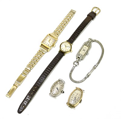 Lot 1715 - A group of five lady's vintage wristwatches...