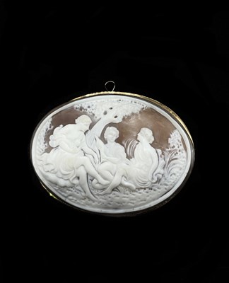 Lot 1219 - A good and large yellow metal framed oval...