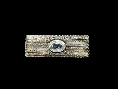 Lot 1221 - An Art Deco white metal marcasite and...
