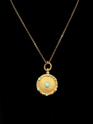 Lot 1222 - A late Victorian yellow metal turquoise set...