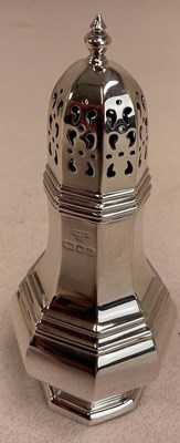 Lot 1080 - An Elizabeth II hallmarked silver sugar caster...