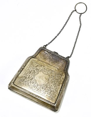 Lot 2324 - A George V hallmarked silver purse with chain...