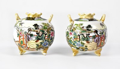 Lot 225 - NORITAKE; a pair of squat globular vases...