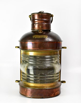 Lot 239 - A large copper and brass masthead light, with...