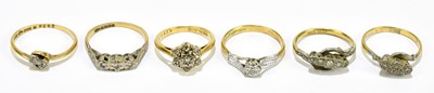 Lot 1030 - A group of six 18ct yellow gold and tiny...