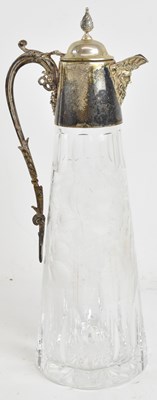 Lot 1205 - A white metal mounted cut and etched glass...