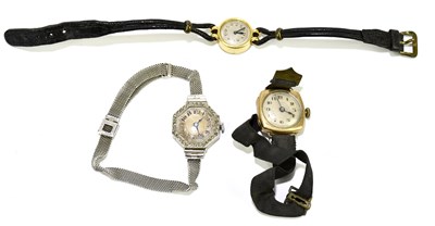Lot 1689 - A lady's vintage 9ct yellow gold wristwatch, a...