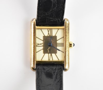 Lot 568 - MUST DE CARTIER; a lady's 'Vermeil' tank...