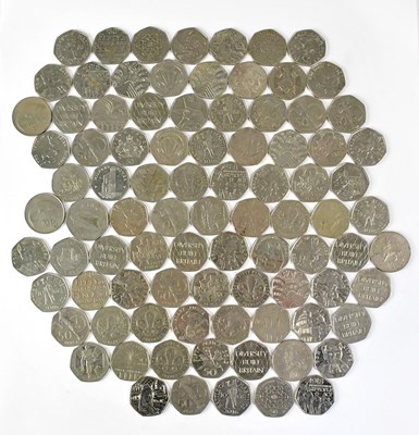 Lot 601 - A collection of eighty-five 50p coins with...
