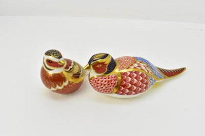 Lot 257 - ROYAL CROWN DERBY; two bird paperweights in...