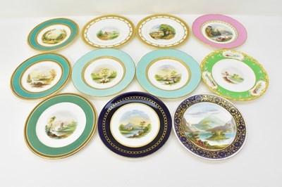 Lot 310 - Eleven Victorian hand-painted plates, all with...