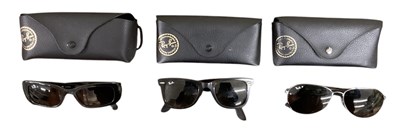 Lot 481 - RAY-BAN; three cased pairs of gentlemen's...
