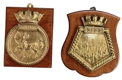 Lot 389 - An early 20th century brass boat badge, 'HMS...