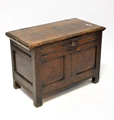 Lot 114 - An 18th century oak coffer of small...