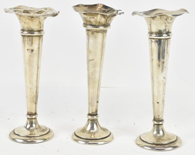 Lot 1203 - A pair of Edward VII hallmarked silver trumpet...