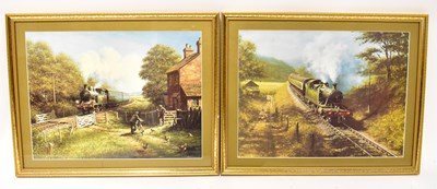 Lot 500 - Eleven coloured prints of planes and trains,...