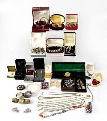 Lot 874 - A group of costume jewellery, comprising a...