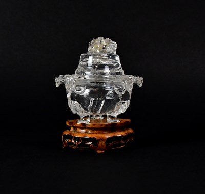 Lot 218 - A 19th century Chinese rock crystal censer and...