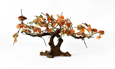 Lot 232 - A hardstone tree with moulded wire trunk,...