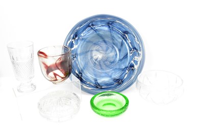 Lot 327 - Six items of coloured and clear art glass,...