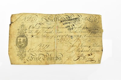 Lot 698 - A Queen Victoria 1852 £5 banknote issued by...