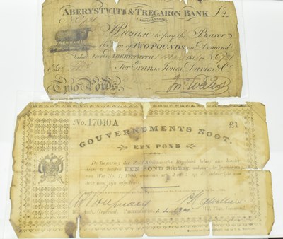 Lot 699 - Two antique banknotes comprising an 1814...