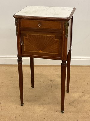 Lot 591 - A circa 1900 French mahogany inlaid and gilt...