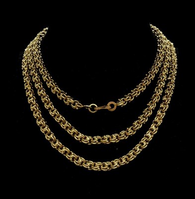 Lot 1145 - A substantial yellow metal chain stamped '18',...