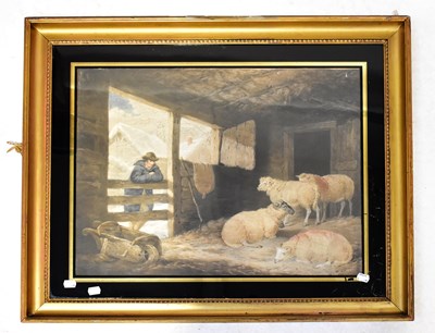 Lot 491 - AFTER GEORGE MOORLAND; a mezzotint, 'Winter',...