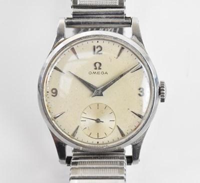 Lot 577 - OMEGA; a gentleman's vintage stainless steel...