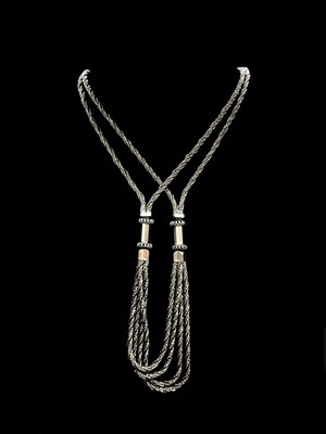 Lot 1152 - A German white metal opera length necklace,...