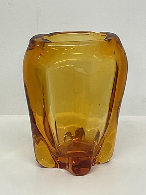 Lot 355 - WHITEFRIARS; an amber art glass vase, height...