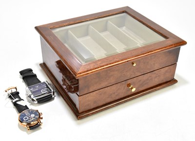 Lot 1733 - A modern burr walnut effect wristwatch cabinet,...