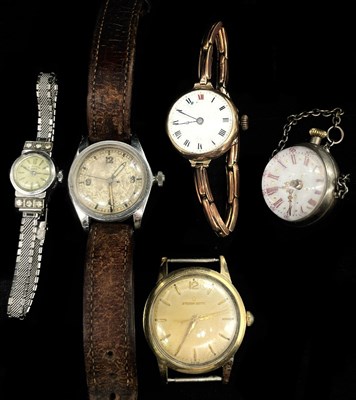 Lot 1343 - A lady's vintage 9ct rose gold wristwatch,...