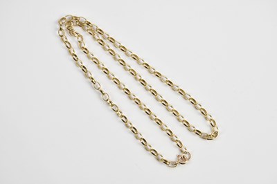 Lot 363 - A 9ct yellow gold open hoop link chain, length...