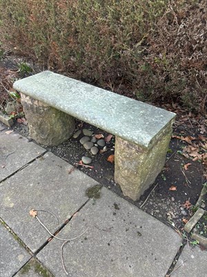 Lot 151 - A pair of cast concrete bench tops on concrete...