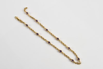 Lot 362 - An unusual 9ct yellow gold and purple glass...
