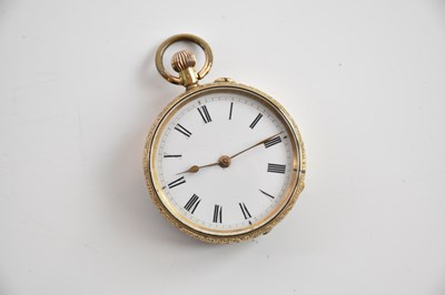 Lot 522 - A 14ct yellow gold crown wind open face fob...