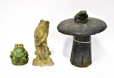 Lot 141 - Three reconstituted stoneware garden ornaments...