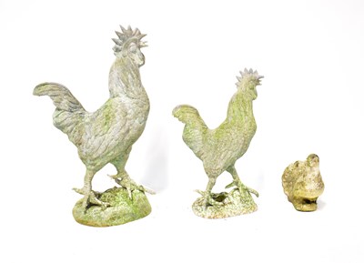Lot 145 - A cast metal garden model of a large cockerel,...